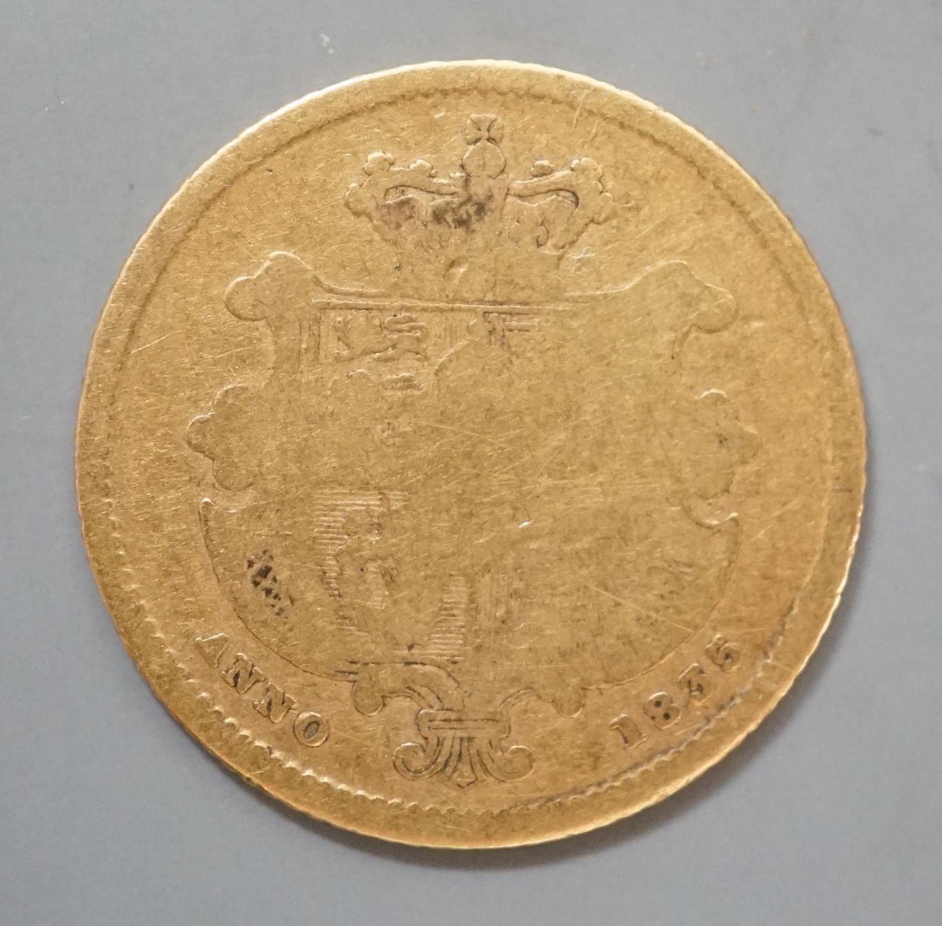 A William IV gold half sovereign, 1835, VG or better.